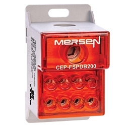 Mersen CEP-FSPDB200 Compact Power Distribution Block, 600 VAC/VDC, 155 A, 18 to 3/0 AWG Wire