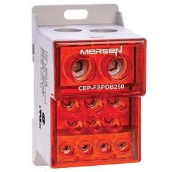 Mersen CEP-FSPDB250 Compact Power Distribution Block, 600 VAC/VDC, 205 A, 18 to 3/0 AWG Wire