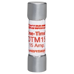 Mersen OTM15 Low Voltage Fast Acting Fuse, 15 A, 250 VAC, 10 kA, Class Midget, Cylindrical Body