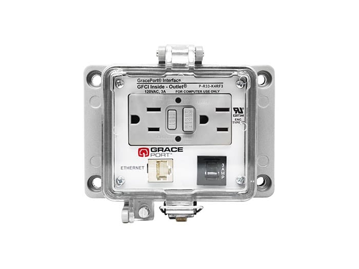 Grace Engineered Products P-R33-K4RF3 Ethernet Port Connector Mounting Panel Length 580 IN Width 1650 IN Height 3540 IN Enclosure 32 Point