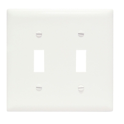 Pass & Seymour TradeMaster TP2W Standard Wall Plate, 2 Gangs, 4.56 in W x 4.7 in H, Thermoplastic, White