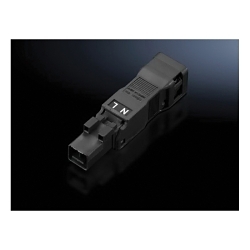 Rittal 2500650 SZ Series Jack Connector, For Use With Through Wiring and LED System Light, 2-Pole, 100 to 240 V, Black
