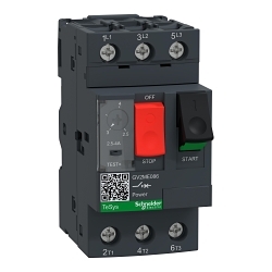 Schneider Electric Square D Manual Starter and Protector, Series: TeSys GV2L, 690 VAC, 4 A, 50/60 Hz Frequency, 100 kA Interrupt, Magnetic Trip, 3 Poles, Push Button Actuator, Screw Clamp Connection, IP20/IK04 Enclosure, DIN Rail Mounting, -20 to 60 deg C, 45 mm W x 78.5 mm D x 89 mm H Dimensions