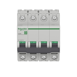 Schneider Electric M9F11416, Miniature Circuit-Breaker, C60N Series, 240 to 440 VAC, 16 A, 50/60 Hz Frequency, 10 to 40 kA Interrupt, Thermal Magnetic Trip, 8.5 x In +/- 20 % AC,12 x In +/- 20 % DC Trip, 4 Pole, Toggle Actuator, Tunnel Terminal Connection, IP20/IP40 Enclosure, DIN Rail Mounting, -22 to 158 deg F, 3.19 in H x 2.83 in W x 2.83 in D Dimensions, Gray