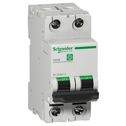 Schneider Electric M9F12232, Miniature Circuit-Breaker, C60N Series, 240 to 440 VAC, 32 A, 50/60 Hz Frequency, 10 to 20 kA Interrupt, Thermal Magnetic Trip, 12 x In +/- 20 % AC,17 x In +/- 20 % DC Trip, 2 Pole, Toggle Actuator, Tunnel Terminal Connection, IP20/IP40 Enclosure, DIN Rail Mounting, -22 to 158 deg F, 3.19 in H x 1.42 in W x 2.83 in D Dimensions, Gray