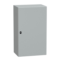 Schneider Electric NSYS3D10640P, Plain, 23.62 in Width, 15.75 in Depth, 39.37 in Height, Lock: 3 points lock,3 mm double-bar , Steel, Epoxy-polyester powder, Gray