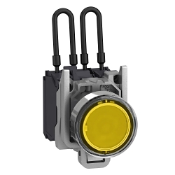 Schneider Electric XB4BW28G5 XB4 Series Push-To-Test Pilot Light, 110 to 120 VAC, 14 mA