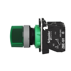 Schneider Electric XB5AK123G5C0 Harmony XB5 Illuminated Round Head Selector Switch With Standard Handle