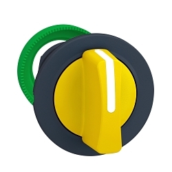 Schneider Electric ZB5FD305, 3-Positions +/- 45 deg Stay Put Built-In-Flush, ZB5 Series, 1.46 in H x 1.46 in W x 1.81 in D x 1.18 in Dia Size, Round Shape, Yellow standard Legend, Dark grey plastic, Yellow