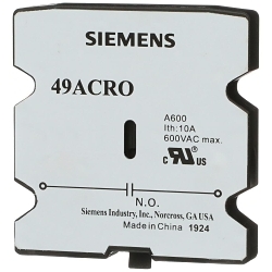 Siemens 49ACR0 Auxiliary Contact, 600 VAC, 25 to 60 A, 1NO Contacts