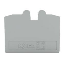WAGO 2050-1291 2050 End and Intermediate Plate, For Use With TOPJOB S Series Rail Mounted Terminal Blocks, Polyamide 6.6, Gray