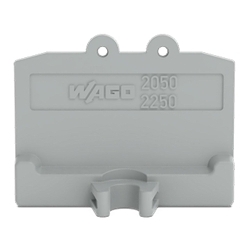 WAGO 2050-381 2050 End Plate, For Use With TOPJOB S Series Rail Mounted Terminal Blocks, Polyamide 6.6, Gray
