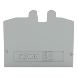 WAGO 2052-1291 2052 End Plate, For Use With 0.024 MJ Fire Load, Polyamide, Gray