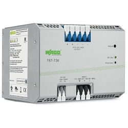 WAGO 787-736 Switched-mode Power Supply, 110 to 240 V Input, 24 VDC Output, 960 W Power Rating, 6 to 12 A, DIN Rail Mounting