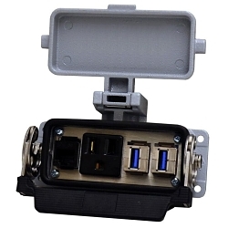 WAGO 8000-100/1000-355 Bulkhead Interface Port, 15 Amperage Rating, RJ45 and USB Connectors, Aluminum