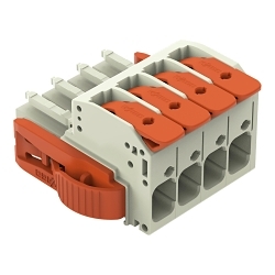 WAGO 831-1104/038-000 1 Conductor Terminal Block, 1000 V, 41 A, 20 to 8 AWG Wire, 4 Poles