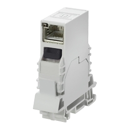 Weidmuller 8946920000 RJ-45 Coupler Jack Module, Cat 6 Module, DIN Rail Mount, 8 Ports, Light Gray