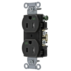 Hubbell BR15BLKWRTR Straight Blade Receptacle