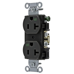 Hubbell BR20BLKWR Straight Blade Receptacle