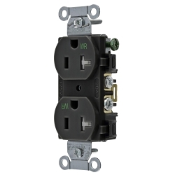 Hubbell BR20BLKWRTR Straight Blade Receptacle