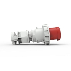 Hubbell C463P6WA Hubbell-PRO Watertight Plug Heavy Duty Products- IEC Pin and Sleeve Devices, 380 to 415 VAC, 63 A, 3 Poles, 4 Wires, Red