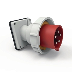 Hubbell C560B6WA Hubbell-PRO Watertight Inlet Heavy Duty Products- IEC Pin and Sleeve Devices, 200, 415 V, 60/63 A, 4 Poles, 5 Wires, Red