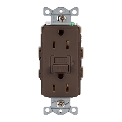 Hubbell GFR15 Wiring Device GFCI Receptacle, 125 VAC, 15 A, Brown