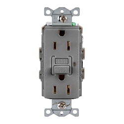 Hubbell GFR15GRY Wiring Device GFCI Receptacle, 125 VAC, 15 A, Grey