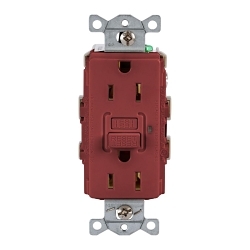 Hubbell GFR15R Wiring Device GFCI Receptacle, 125 VAC, 15 A, Red