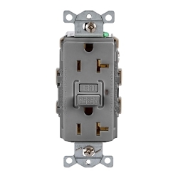 Hubbell GFR20GRY Wiring Device GFCI Receptacle, 125 VAC, 20 A, Grey