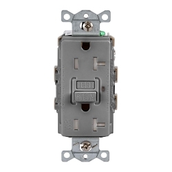 Hubbell GFRTW20GRY Wiring Device GFCI Receptacle, 125 VAC, 20 A, Grey
