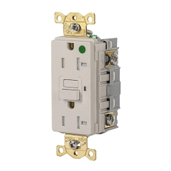 Hubbell GFRTW83LA Heavy Duty GFCI Receptacle, 125 VAC, 20 A, 2 Poles, 3 Wires, Almond