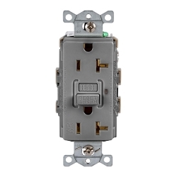 Hubbell GFRWR20GRY Wiring Device GFCI Receptacle, 125 VAC, 20 A, Grey