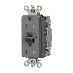 Hubbell GFSG5362GRY Extra Heavy Duty GFCI Receptacle, 125 VAC, 20 A, Grey