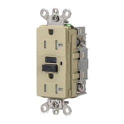 Hubbell GFSG5362I Extra Heavy Duty GFCI Receptacle, 125 VAC, 20 A, Ivory