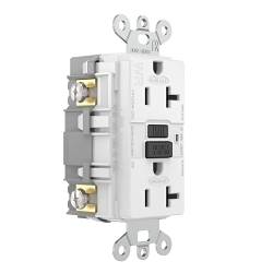 Hubbell GFSG5362W Extra Heavy Duty GFCI Receptacle, 125 VAC, 20 A, White