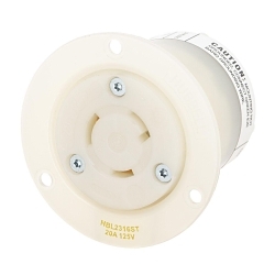 Hubbell hbl2316st HBL Locking Device, 125 V, 20 A, 2 Poles, 3 Wires, White