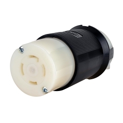 Hubbell HBL2713ST Twist-Lock Locking Connector, 125/250 V, 30 A, 3 Poles, 4 Wires, Black/White