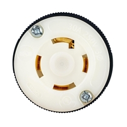 Hubbell HBL2723ST Twist-Lock Locking Connector, 250 V, 30 A, 3 Poles, 4 Wires, Black/White