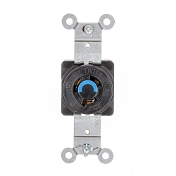Hubbell HBL4560ST EdgeConnect 1-Phase Locking Receptacle, 250 VAC, 15 A, 2 Poles, 3 Wires, Black
