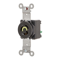 Hubbell HBL4710ST EdgeConnect 1-Phase Locking Receptacle, 15 VAC, 15 A, 2 Poles, 3 Wires, Black