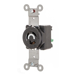 Hubbell HBL4760ST EdgeConnect 1-Phase Locking Receptacle, 277 VAC, 15 A, 2 Poles, 3 Wires, Black