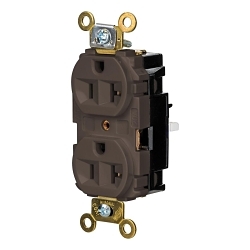Hubbell HBL5362ST EdgeConnect Straight Blade Receptacle, 125 V, 20 A, 2 Poles, 3 Wires, Brown