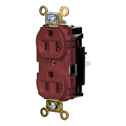 Hubbell HBL5362STR EdgeConnect Straight Blade Receptacle, 125 V, 20 A, 2 Poles, 3 Wires, Red