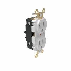 Hubbell HBL5362STW EdgeConnect Straight Blade Receptacle, 125 V, 20 A, 2 Poles, 3 Wires, White