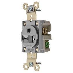 Hubbell HBL5461GY Straight Blade Single Receptacle