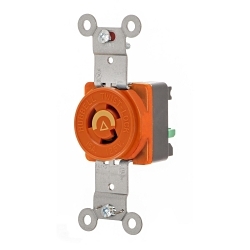Hubbell IG4710ST EdgeConnect 1-Phase Locking Receptacle, 125 VAC, 15 A, 2 Poles, 3 Wires, Black