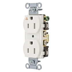 Hubbell Wiring Device-Kellems Hubbell-PRO SpikeShield IG5252W 1-Phase Duplex Grounding Heavy Duty Isolated Ground Standard Traditional Screw Mount Straight Blade Receptacle, 125 V AC, 15 A, 2 Poles, 3 Wires, White