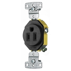 Hubbell RR151BKTR 1-Phase Single Self-Grounding Standard Tamper-Resistant Straight Blade Receptacle