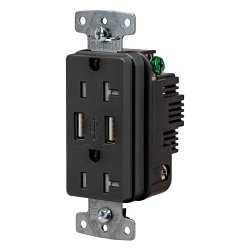 Hubbell USB20ABK Hubbell-PRO Line Decorator Style USB Charger Duplex Receptacle
